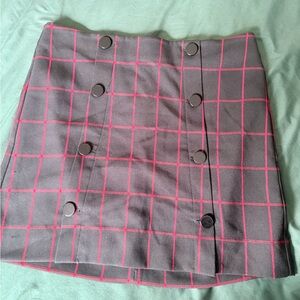 LOFT Plaid Mini Skirt - Gray and Pink